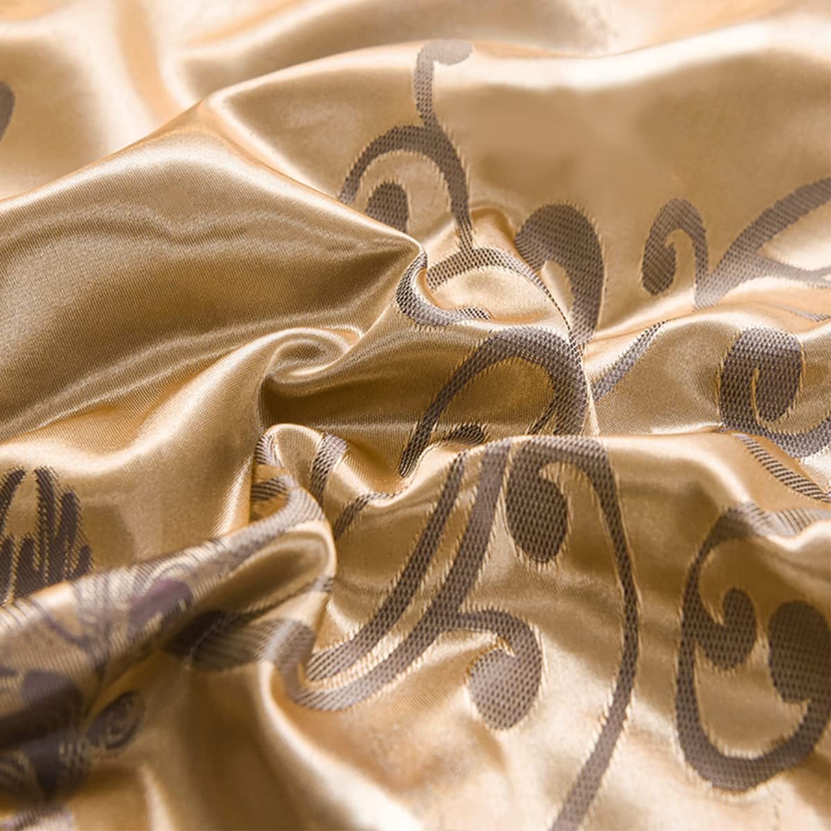 Beddingset 155x220 - Luxe Satijnen Jacquard - Gouden Bloem Borduursel - Comfortabel Slapen - SnelShoppen