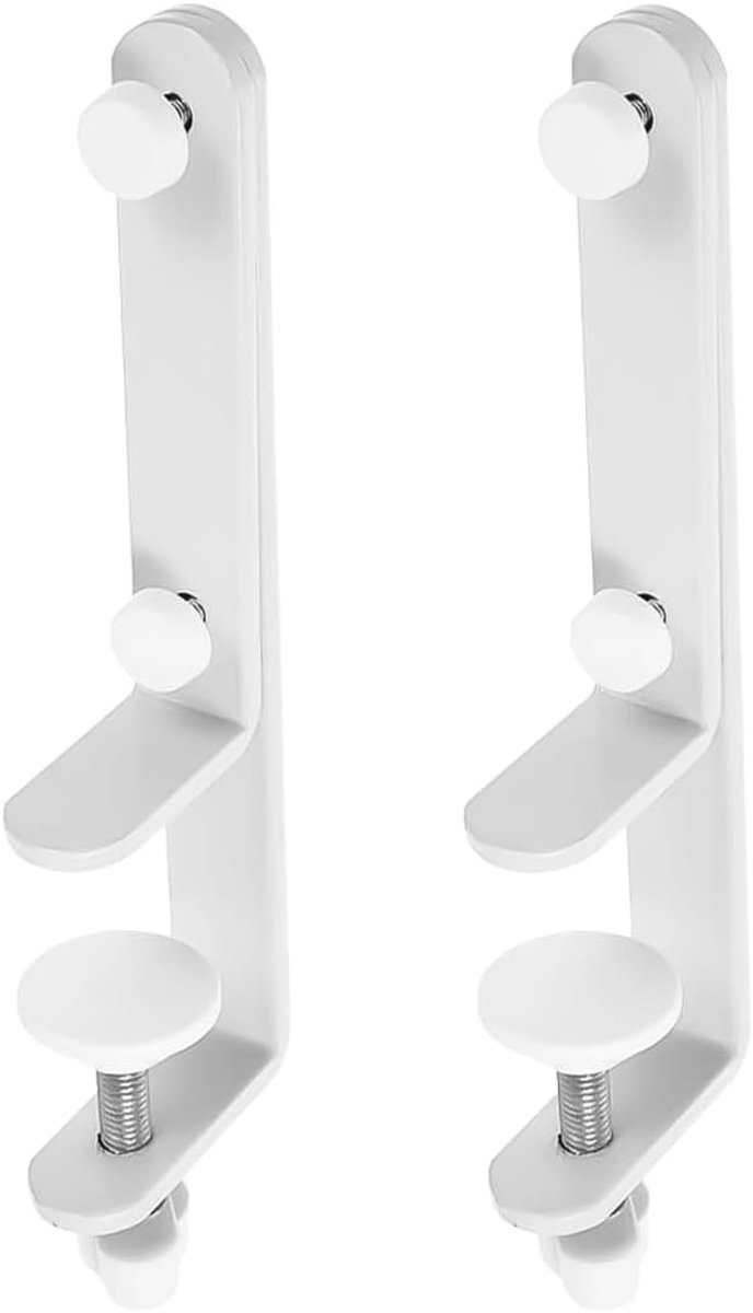 Set van 2 Pegboard Bureau Beugels voor Tafelmontage - Stevige Connector en Ondersteuning voor Pegboard Installatie, Wit