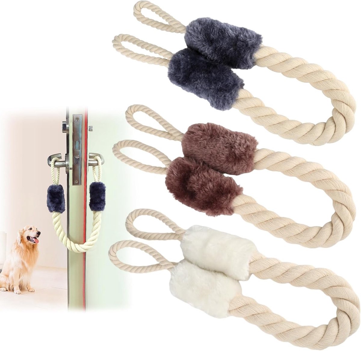 Set van 3 Katoenen Deurstopper voor Huisdieren en Kinderen - Veiligheid, Interieurdecoratie, Geluidsisolatie