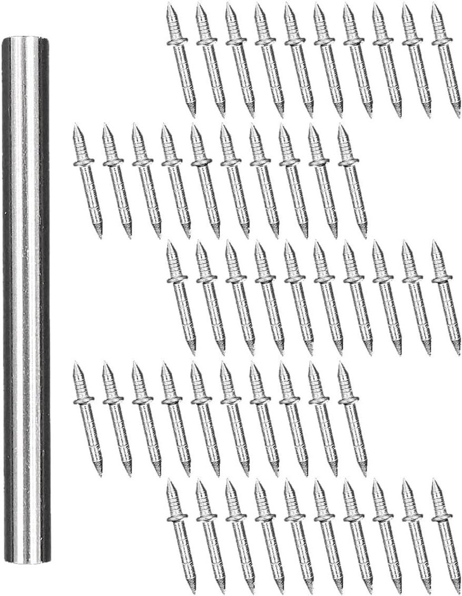 Allecto- Nagels - Dubbele Hoofd - Plint - Naadloos - 50 stuks - Geschikt voor DIY - Metaal - Plintnagels met dubbele kop - Zilverkleurig
