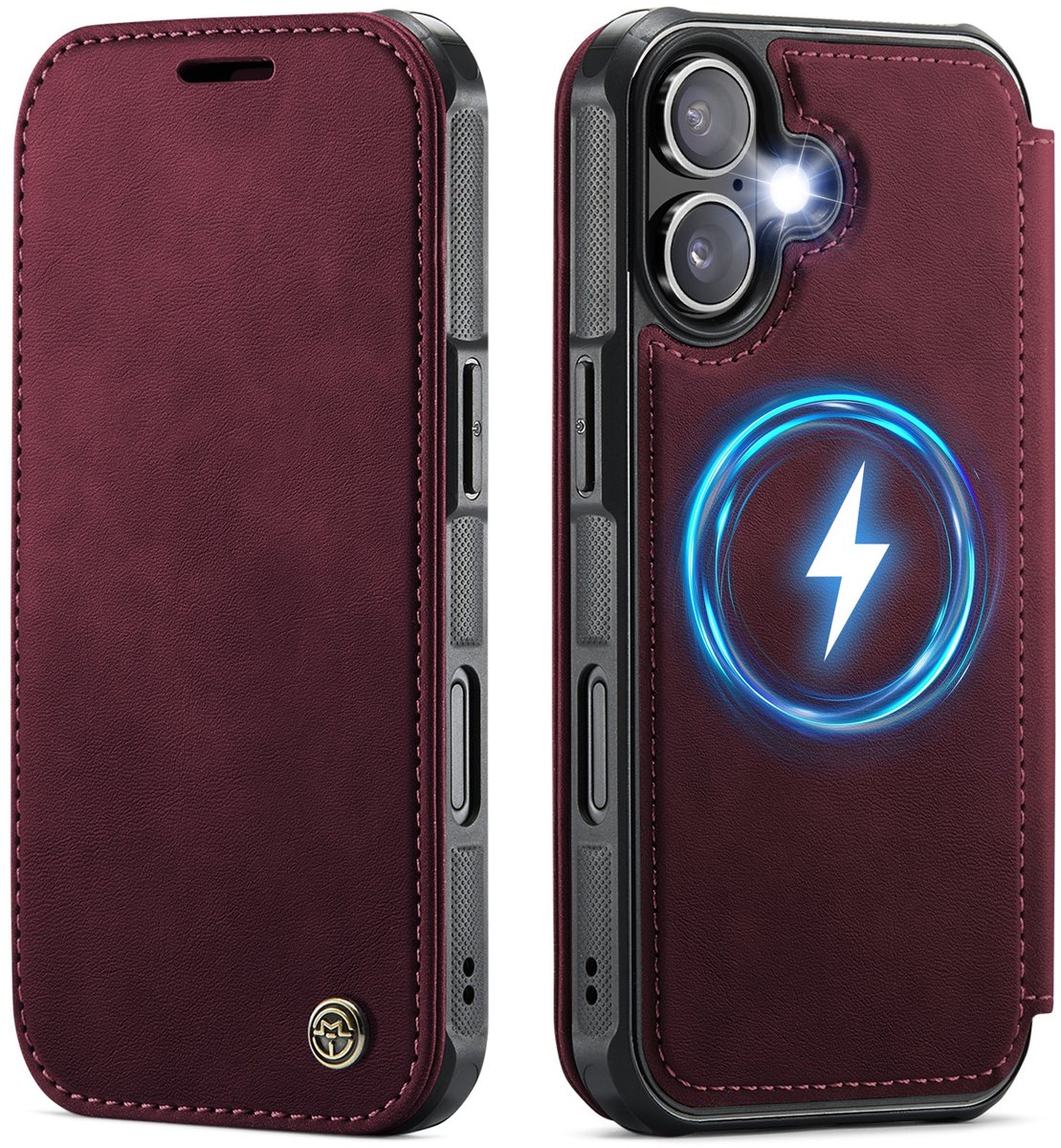 CaseMe Hoesje - Geschikt voor iPhone 17 Hoesje - CaseMe 053 Slim Book Case - MagSafe Compatible - Rood