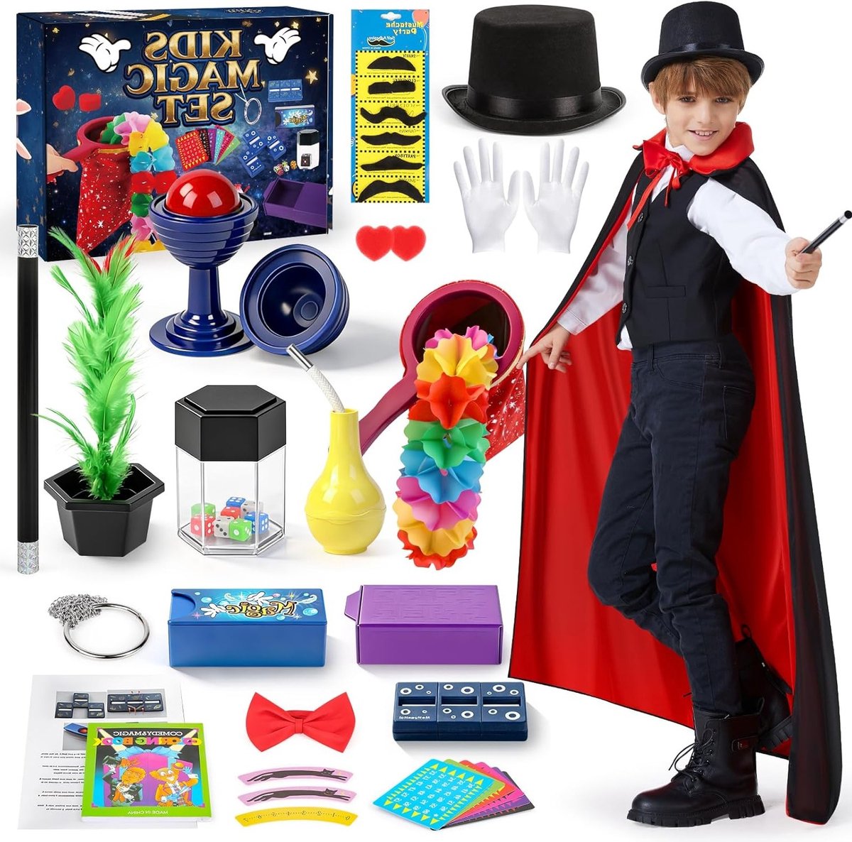 Magische spellen voor kinderen met tovenaar kostuum, accessoires en instructies - Perfect voor jongens en meisjes