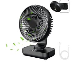 Solvix tafel ventilator geluidloos - Mini Desk Fan - Zwart - Stil en Krachtig - Oplaadbare Batterij - Voor Thuis, Kantoor en Buiten