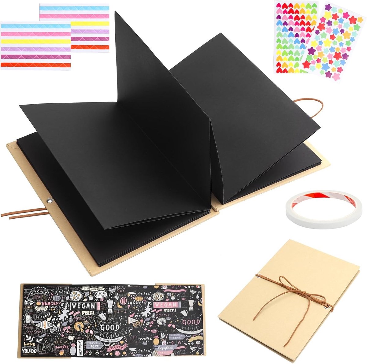 DIY Fotoalbum 21 x 15 cm - 34 Pagina's Scrapbook met Fotohoeken en Stickers voor Herinneringen, Verjaardagen en Afstudeerfeestjes