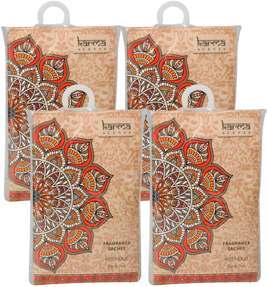 Home & Styling Geurzakjes Patchouli geur - set 12x stuks - met ophanghaak - geurkaartjes/luchtverfrisser - kasthangers Multi