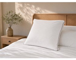 Vente-unique Hoofdkussen met donsgevoel in katoenperkal 91 draden/cm² - 65 x 65 cm - 700 g - Wit - AUXENCE
