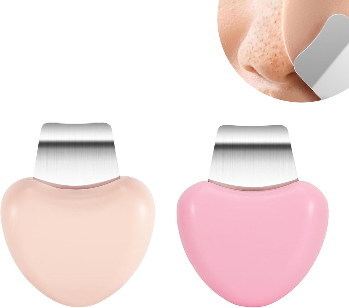 2 Stuks Huidscrubber,Gezichtsschraper,Mee-Eterverwijderaar,Mee-Eterverwijderaar voor het Gezicht,Diepe Gezichtsreinigingstool voor Vrouwen en Mannen (Beige,Roze)