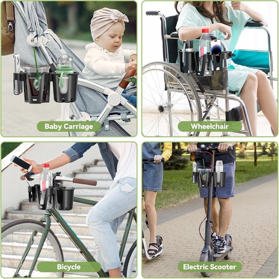 Universele Kinderwagen Bekerhouder met Telefoonhouder - 3-in-1 Afneembaar Design met 360° Rotatie voor Fiets en Scooter van Merkloos — afbeelding 3