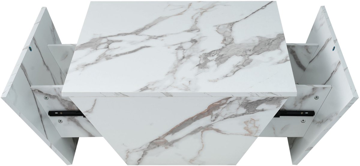 Salontafel met onregelmatige vorm – Salontafel in marmerlook – Makkelijk te reinigen salontafel – Salontafel – Theetafel – 70 x 70 x 37 cm