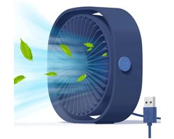GELLDG Mini USB-ventilator - Draagbare, stille bureauventilator - 3 instelbare ventilatorsnelheden - USB-voeding - Geschikt voor thuis en op kantoor - Blauw