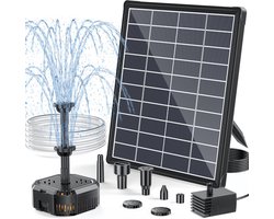 POPOSOAP Solarfontein met filter – 6,5W buitenfontein op zonne-energie, die zorgt voor een stabiele werking gedurende de dag; uitgerust met een compacte filterbox, geschikt voor kleine vijvers, vogelbadjes of aquariums.