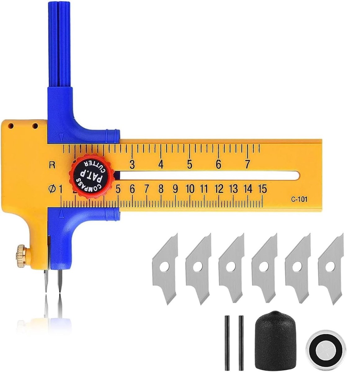 Circulaire Papier Snijder voor Precisie Snijden van Papier, Karton en Leer, Verstelbare 1-15 cm Ronde Snijder van Kunststof en Messing