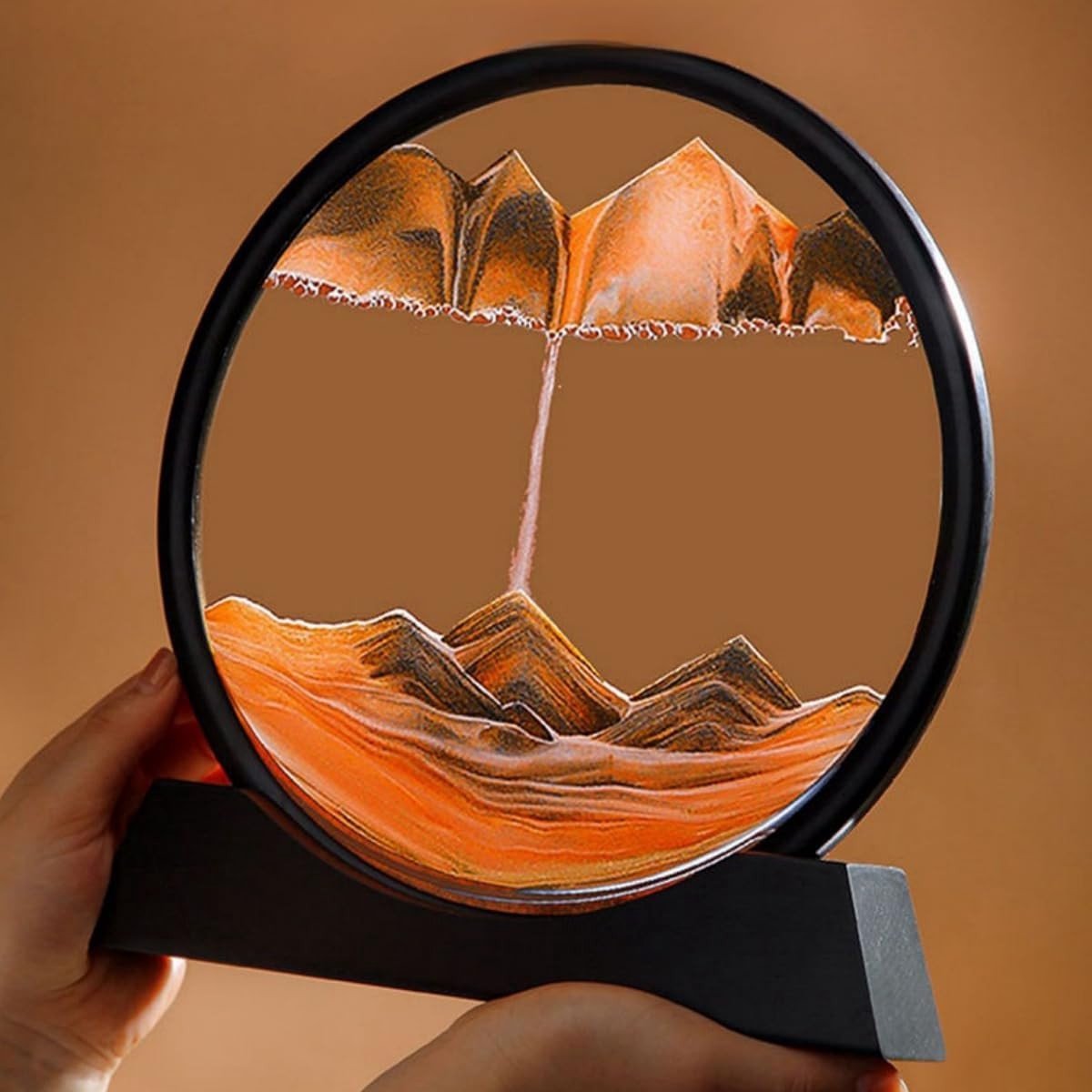 3D Zandafbeeldingen voor Wanddecoratie in Woonkamer en Kantoor - Dynamisch Zandbeeld, Uurglas Geschenken (Woestijngeel, 17 cm)
