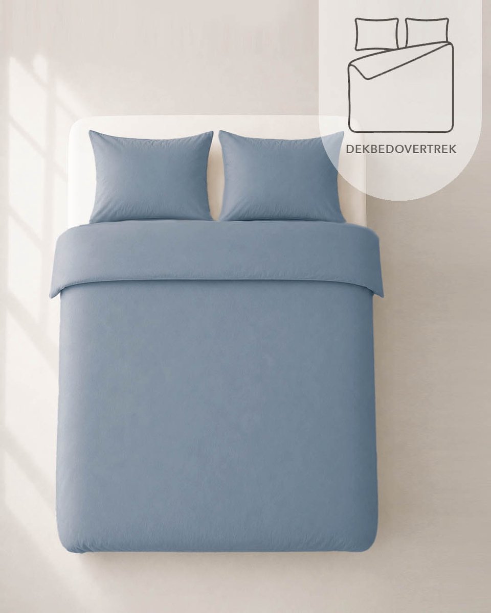 HOOMstyle Dekbedovertrek met kussenslopen - luxe micro Percale - dekbedovertrek - 200x240cm - 2 persoons - Denim Blauw