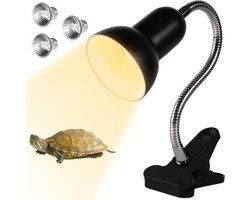 UV Lamp voor Terrarium en Aquarium - 2 × 50 W en 1 × 25 W UVA/UVB met 360° Rotatie en Flexibele Gooseneck voor Schildpadden en Reptielen