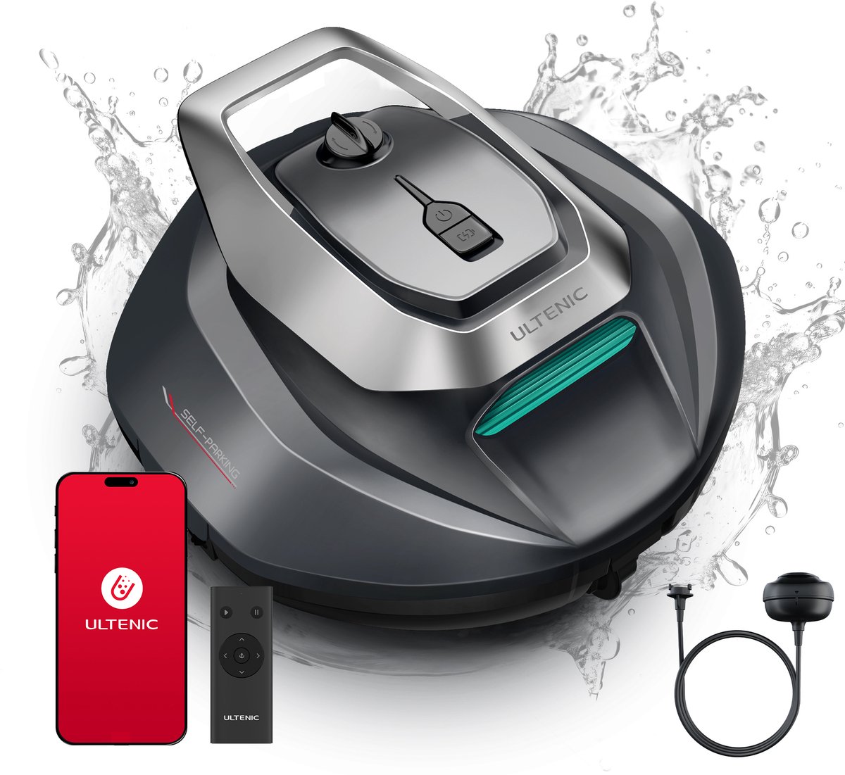 Zwembadrobot draadloos Ultenic Pooleco 10S - Drie motoren - Reinigingscyclus van 90 minuten - afstandsbediening en app - voor zwembaden tot 80 m² - automatisch parkeren