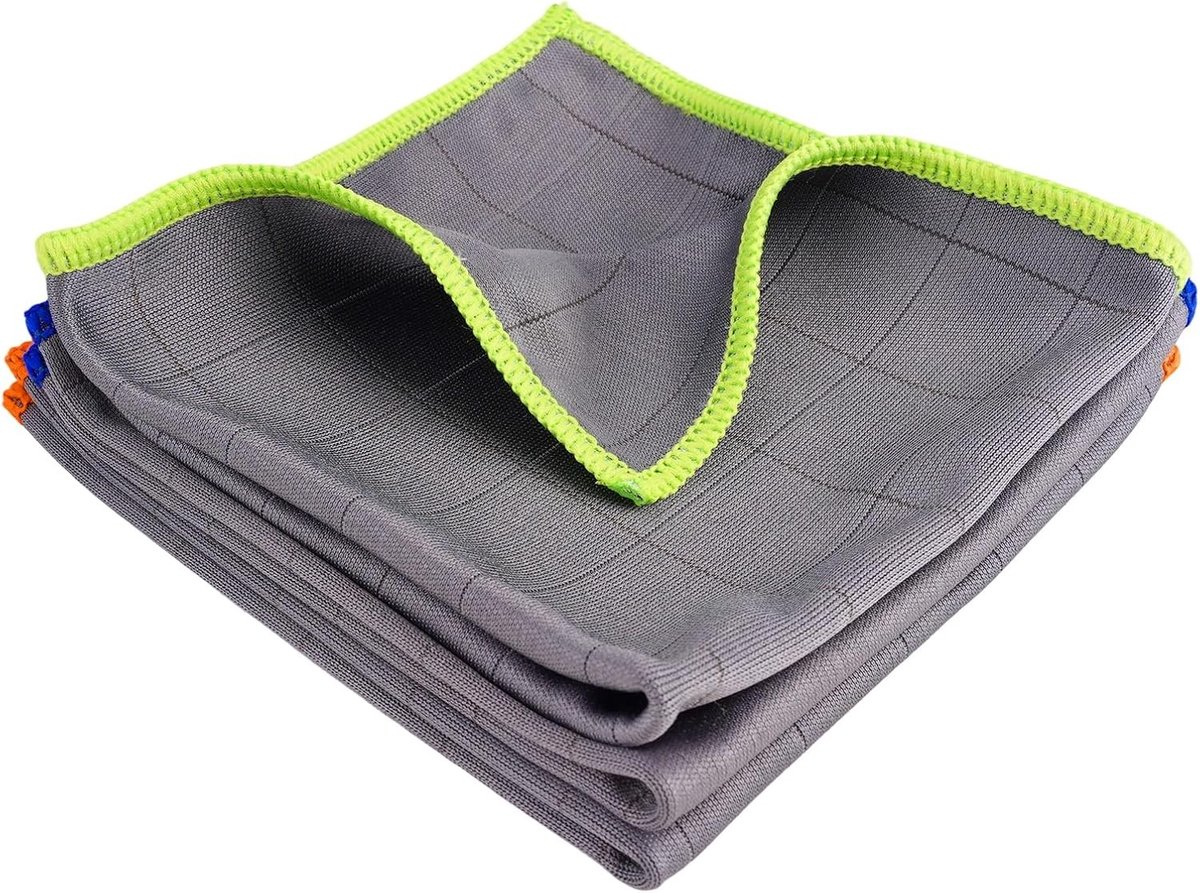 Set van 3 Lintvrije Microfiber Polijstdoeken van 30x30 cm - Ideaal voor Glas, Ramen en Auto's, Streeploos Schoonmaken in Keuken en Badkamer