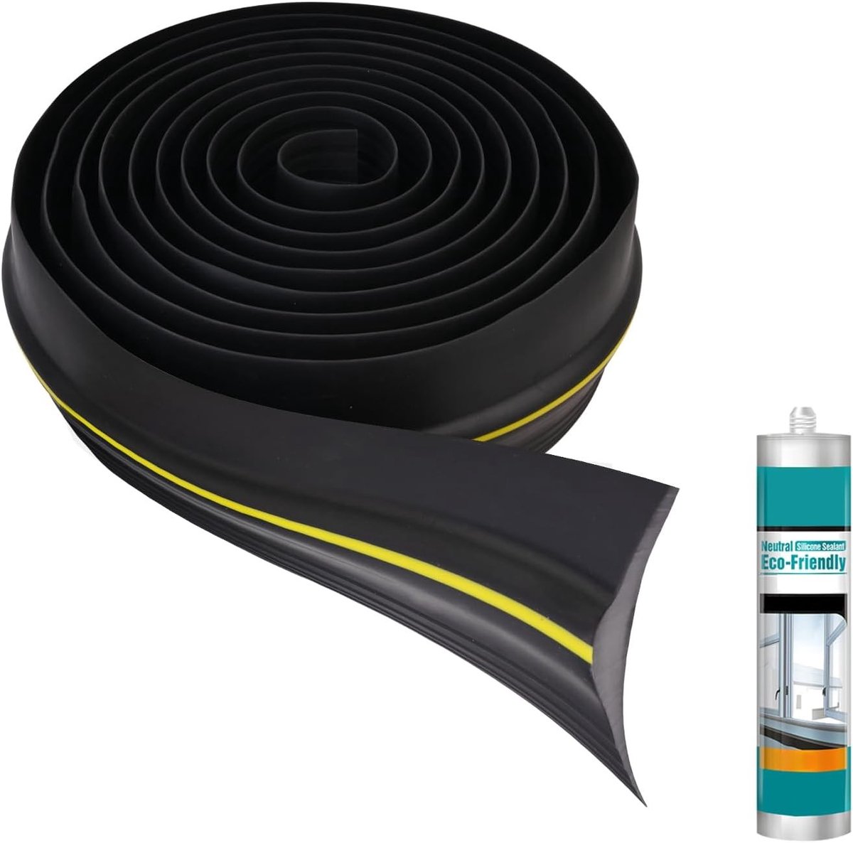 Dichtingsrubber voor Garagedeuren 3 Meter, Universele Drempelafdichting met Montagekit, Waterdichte en Winddichte Oplossing