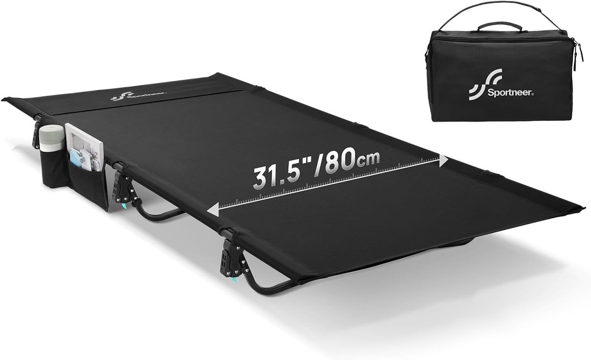 Veldbed - 300D Weefsel - Ultra Breed 80 cm - Inklapbaar - Voor Kamperen en Wandelen