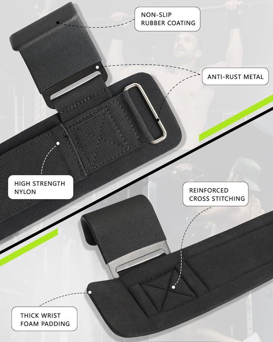 Krachttraining Haakjes voor Gewichtheffen met Antislip Rubber Coating en Verstevigde Polssteun, Ideaal voor Deadlifts, Pull-Ups en Spieropbouw tot 272 kg van Merkloos — afbeelding 2