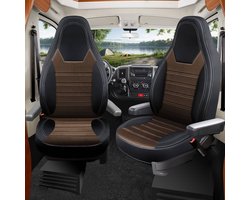Premium Camper stoelhoezen voor Pössl H-Line HW12 in Zwart/Bruin (2 losse stoelen)