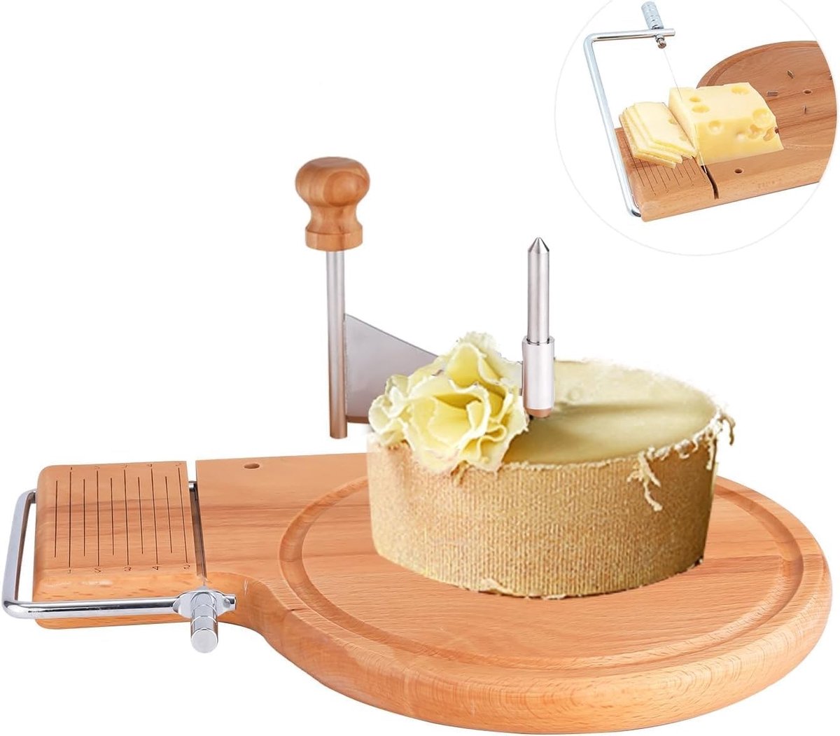 Kaassnijder Set - Hout en Staal - Ergonomische Handgreep - Multifunctioneel - Voor Thuisgebruik