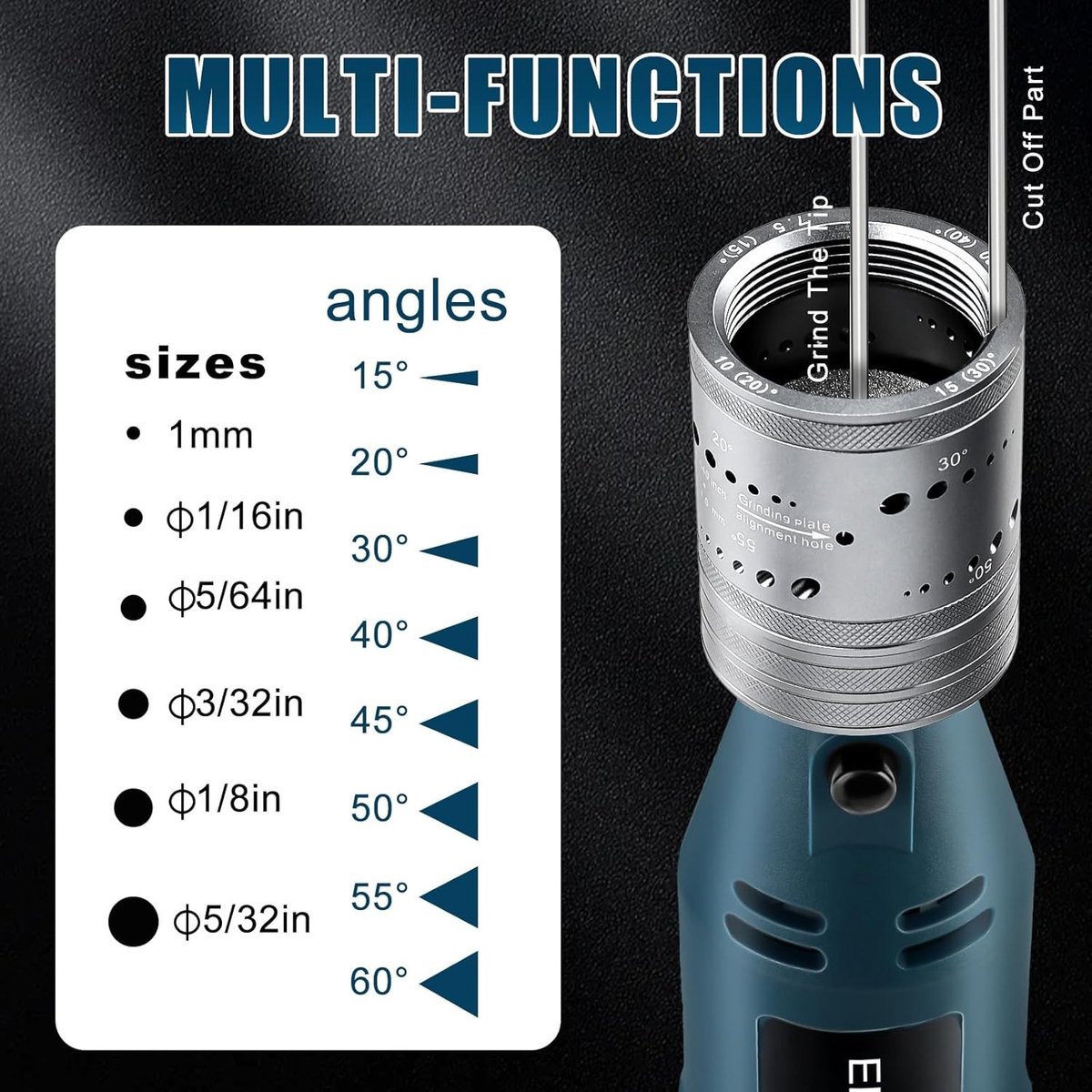 180W electrode grinder for TIG welding - 6 sizes, 8 corners, diamond discs, 3 CNC thress, rotary tool - ShopVlot