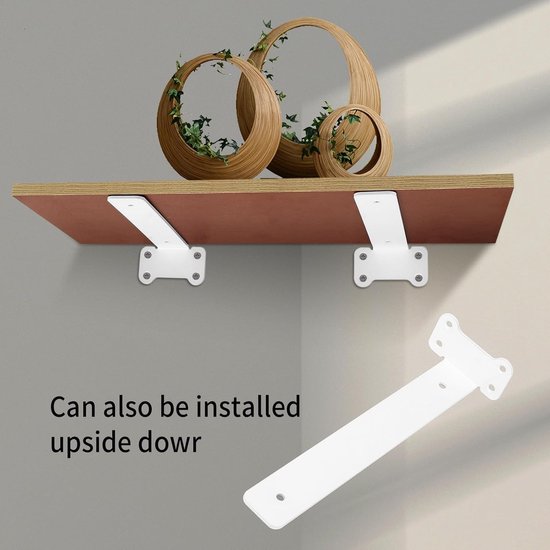 Set van 4 Wandbeugels voor Planken, 260mm Hoekbeugels, Onzichtbare Steunen voor Zware Lasten, Ideaal voor Wandmontage en Plankbevestiging — afbeelding 5