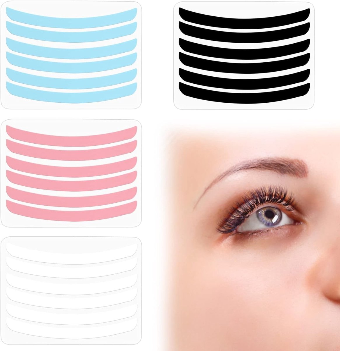 Set van 24 Herbruikbare Wimperlifting Bands, Zachte Siliconen Wimper Tools voor Perfecte Wimperlifting en Make-up (4 Kleuren)