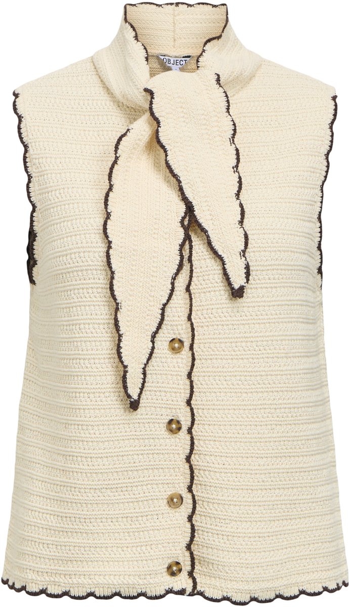 Object Gilet Objjaina S/l Knit Scarf Cardigan E 23050329 Birch/seal Brown Contrast Dames Maat - S