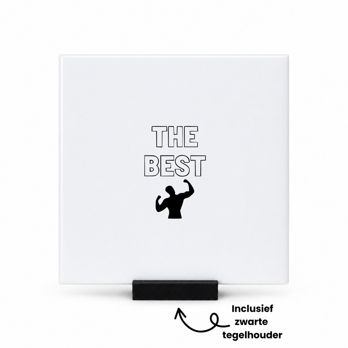 Hacebo De beste tegeltje met tegelhouder - Sport - Familie vrienden - tegeltjes met tekst - Cadeau - spreuktegels - 10.8x10.8 CM Wit