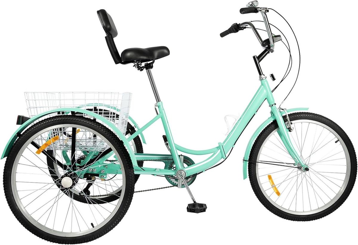 Opvouwbare Driewieler - Volwassen Trike - Comfortabel Fietsen - Grote Boodschappenmand - 24 inch Wielen - Groen