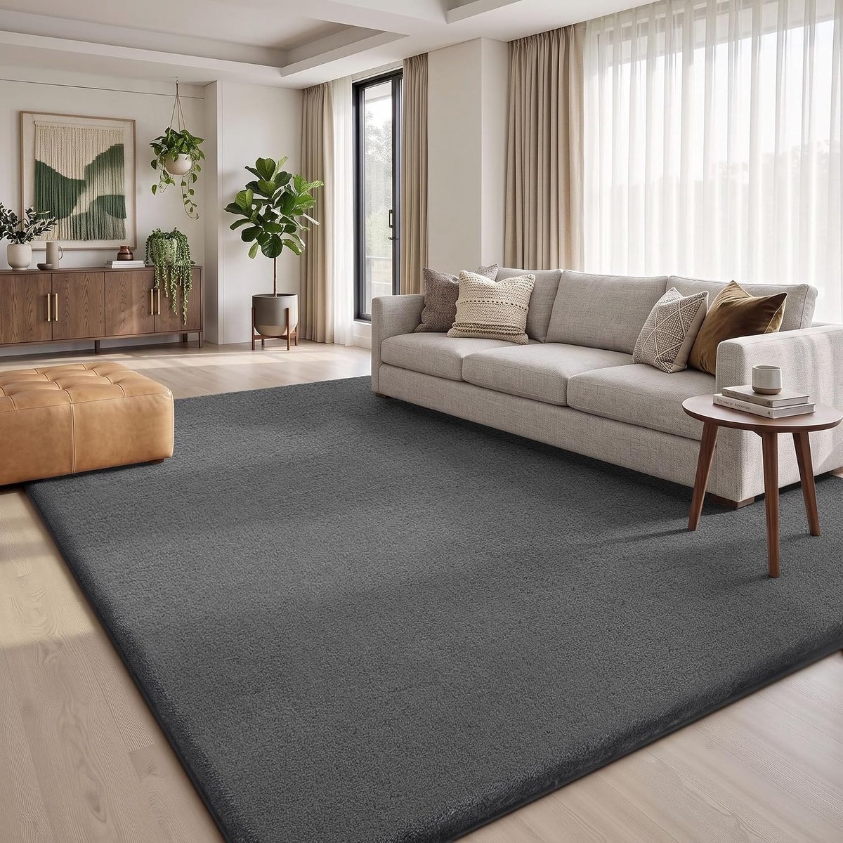 SnelShoppen - Modern Vloerkleed 120x160 cm - Zacht Pluizig Wasbaar Vloerkleed met Anti-Slip Onderzijde - Kortharig Mat voor Woonkamer, Hal, Kinderkame