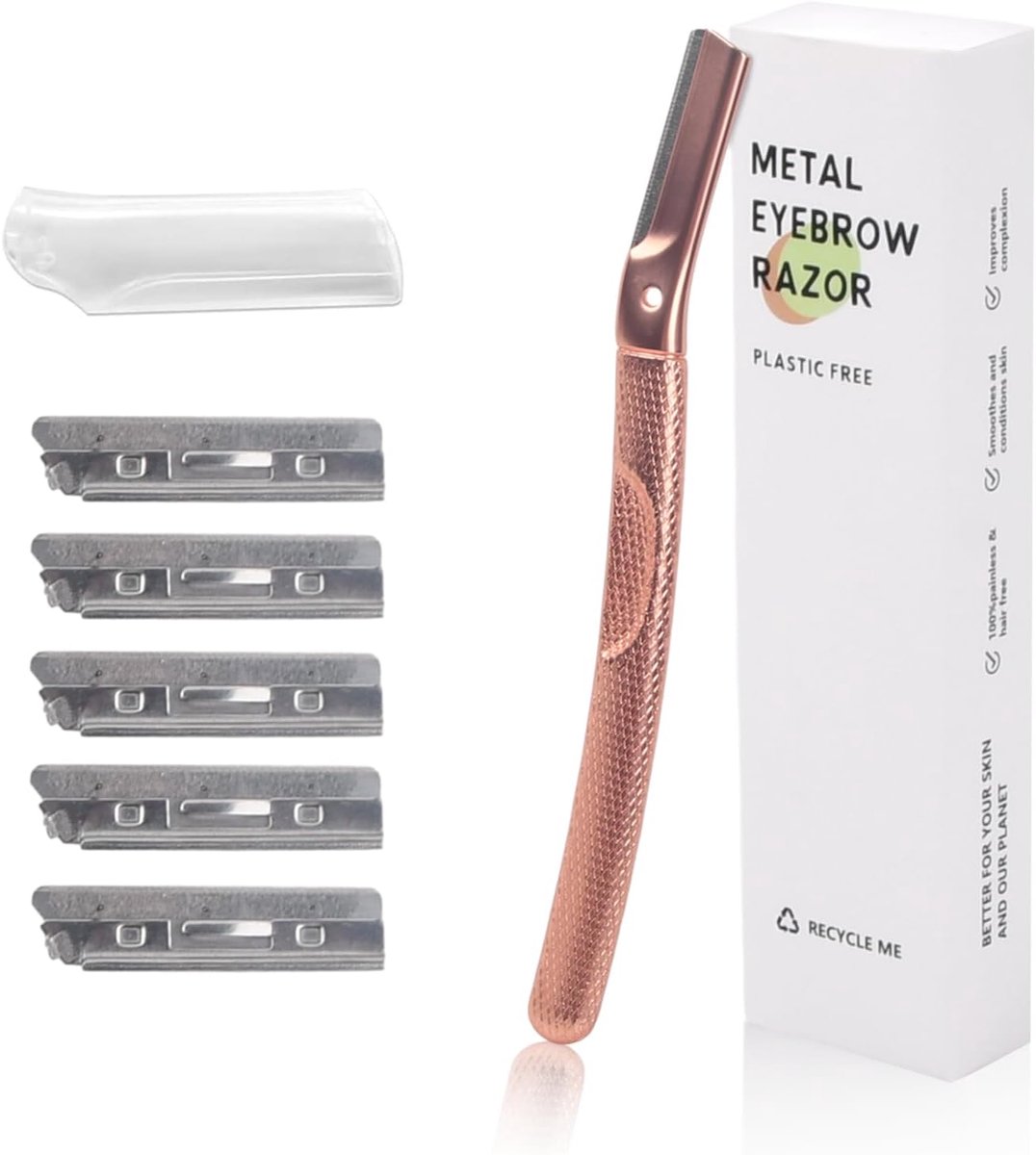 SnelShoppen - Eyebrow Shaver voor Mannen en Vrouwen, RVS Dermaplaning Trimmer met 6 Interchangeable Blades, Herbruikbare Gezichtschaaf voor Nauwkeurig