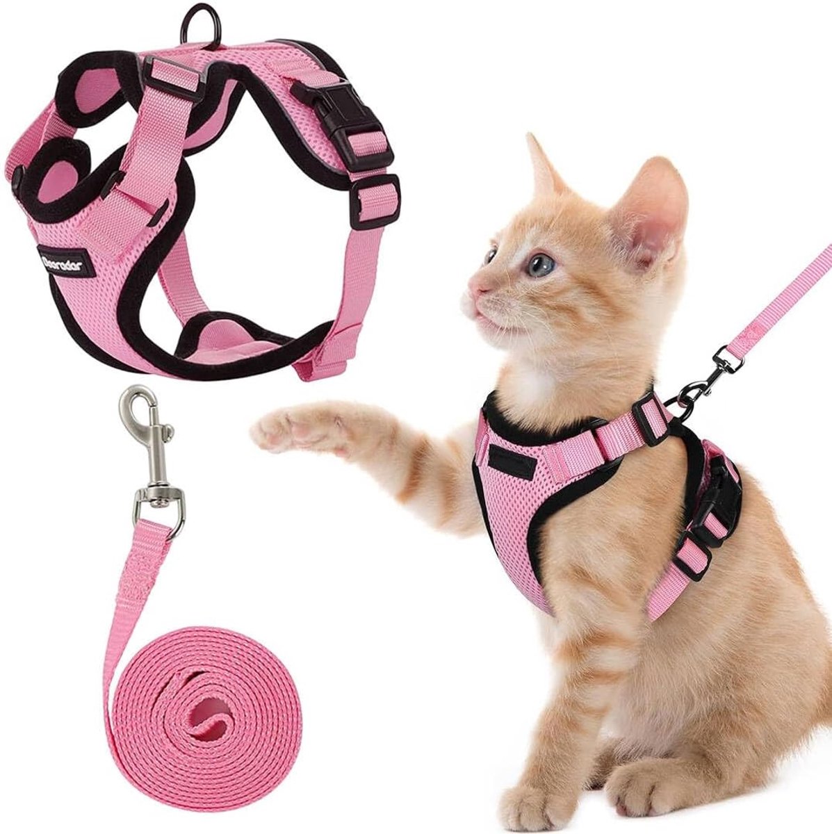 SnelShoppen - Cat Harness Anti Escape met Leash XS Ademende Mesh Roze voor Wandelen Kleine Katten