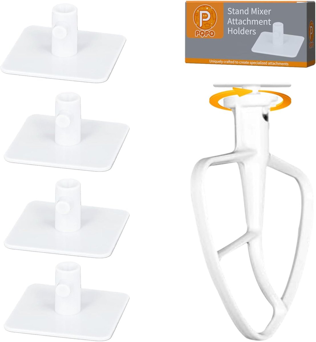 SnelShoppen - Kitchen Robot Accessory Holders voor Keukenmachine Accessoires - Universeel, Wit, 2 Installatiemethoden - Perfect voor Flex Edge Beater,