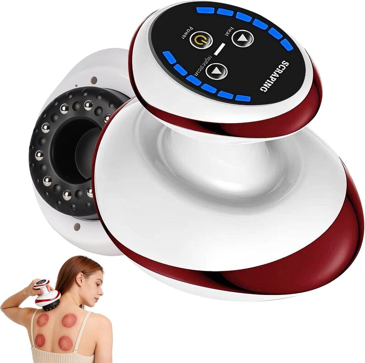 SnelShoppen - Lymphatic Drainer, Cellulite Massager, 4-in-1 Massager met Vacuümtherapie en Gua Sha - Huidverstrakking en Bloedcirculatie, 10 Magnetisc