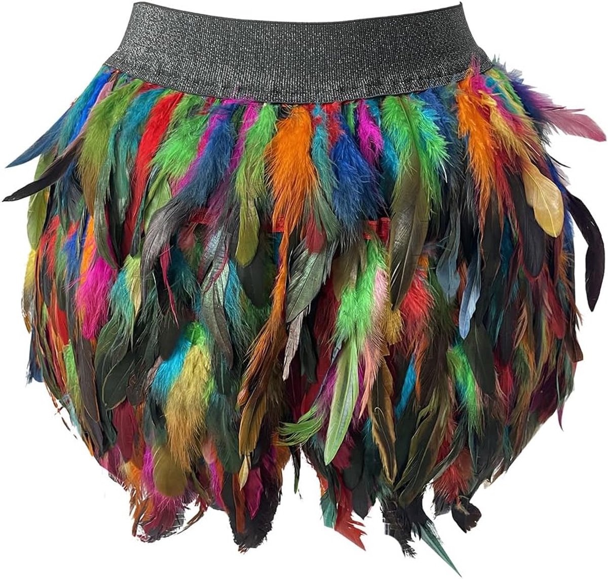 SnelShoppen - XL Party Feather Skirt voor Dames, Kleurrijke Korte Rok, Feestkostuum, Onderrok, Perfect voor Halloween, Club en Feestjes - 39 cm, Taill