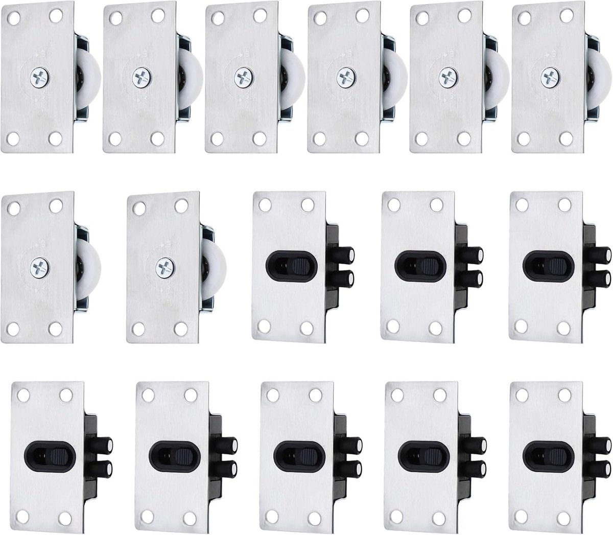SnelShoppen - 16 Stuks Vervangende Sliding Door Wielen - Robuuste Roller Voor Kasten, Garderobes, Schuifdeuren - Duurzaam Plastic & RVS - Ideaal Voor