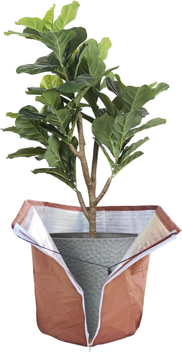 SnelShoppen - Topfbeschermer voor Planten Winter 40 x 40 cm - Thermische Potbeschermer met Ritssluiting en Trekkoord - Winterbescherming voor Kuipplan