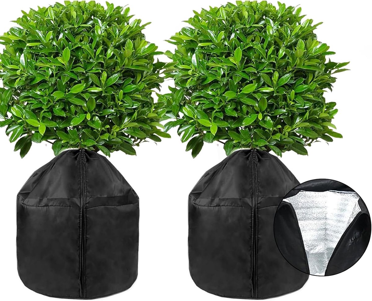 SnelShoppen - Thermal Plant Protection Bag 45 x 50 cm - Beschermende Zak voor Winter Potten - Frost Bescherming met Trekkkoord - 2 Stuks voor Tuin en