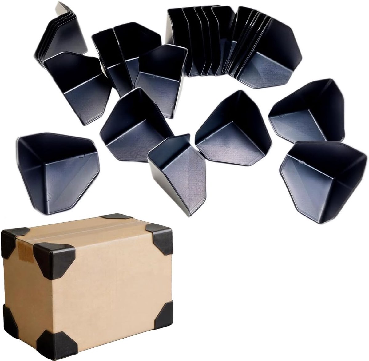 SnelShoppen - Pack van 40 Herbruikbare Plastic Hoekbeschermers - Hoekbescherming voor Verzenddozen - Hoge Kwaliteit PP+PE - 55x55x55 mm - Ideaal voor