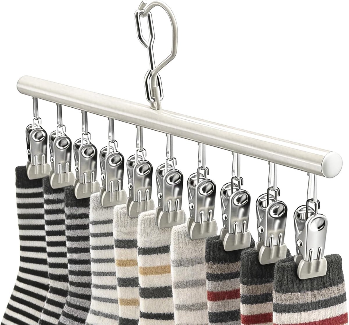 SnelShoppen - Kledinghanger met 10 Knijpers - Multifunctionele Hanger voor Broeken, Rokken en Stropdassen - Ruimtebesparend Kleding Ophangsysteem voor
