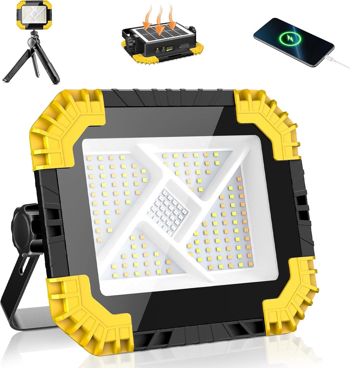 SnelShoppen - Multifunctionele Oplaadbare Werklamp met 20000mAh Batterij, Powerbank Functie, Ideaal voor Camping, Bouwplaats, Storing, Duurzaam en Kra