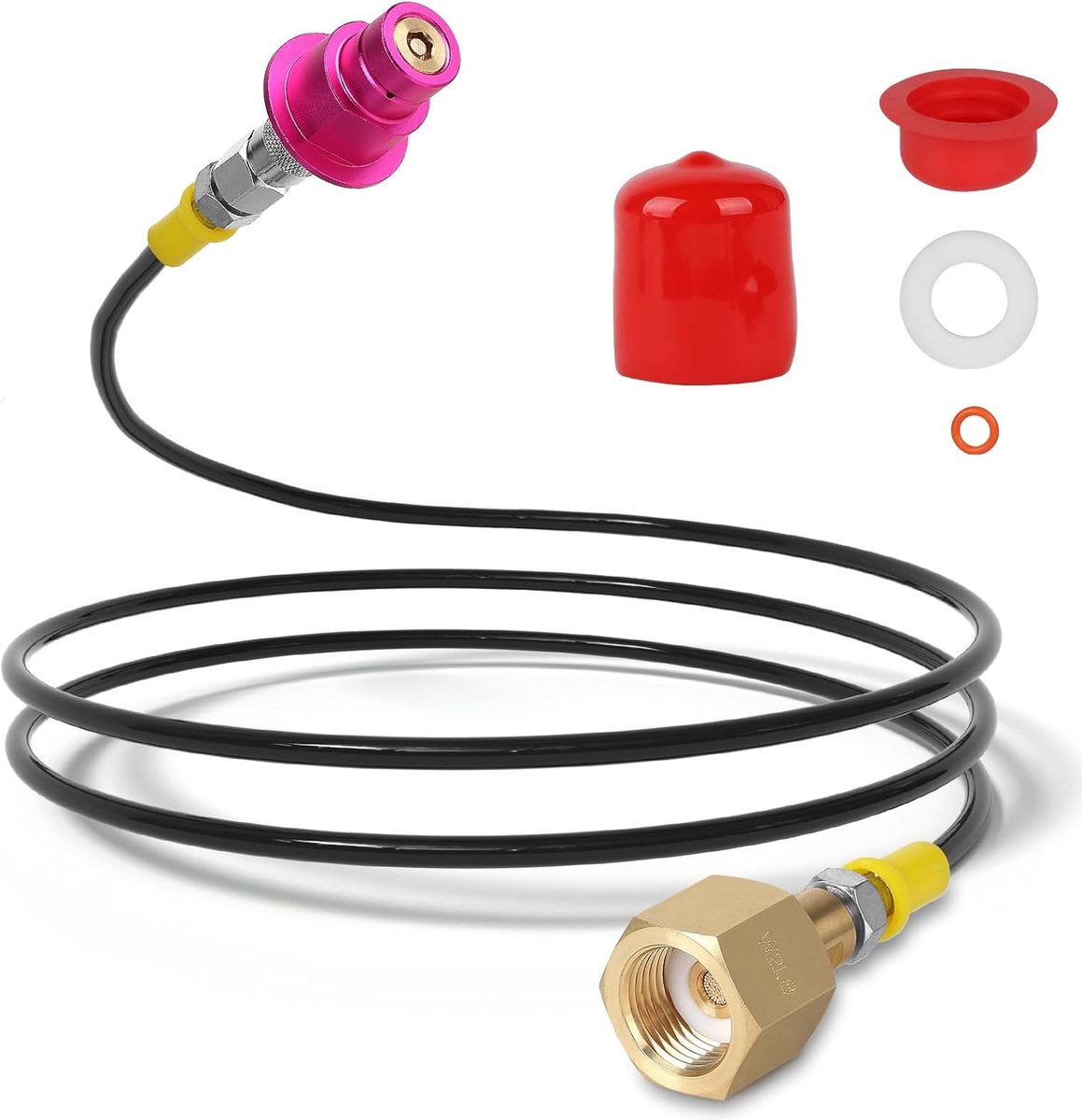 SnelShoppen - CO2-fles Adapter W21.8-14 voor Soda-Stream Refill Quick Connect 1,5 m - Hoge Druk Fles voor Duo, Crystal 3.0, Gaia, Art, Terra - Veilig