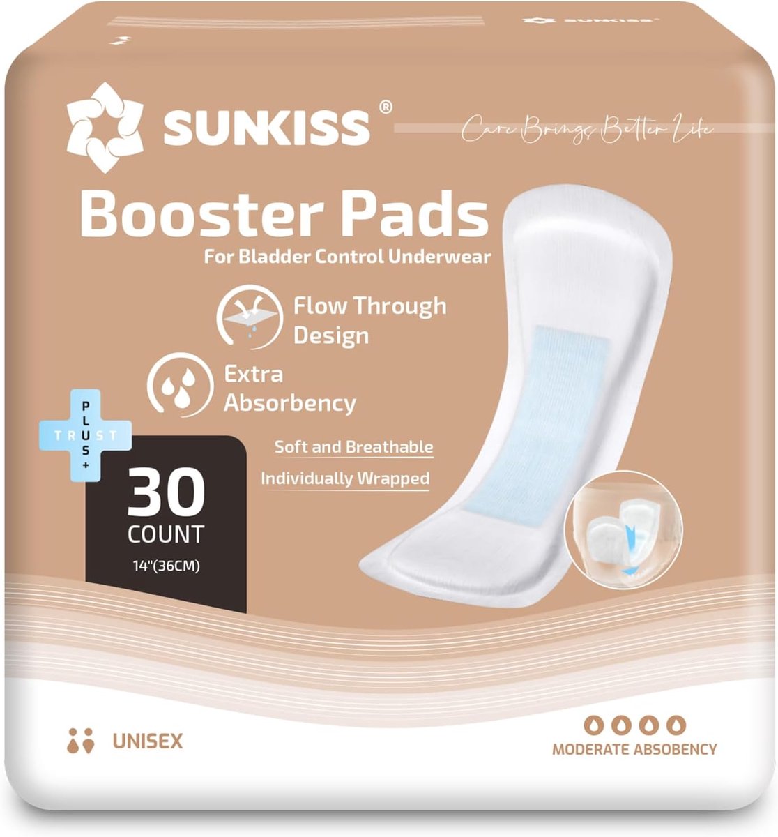 SnelShoppen - Incontinentie Boosterpads voor Volwassenen, Absorptie tot 600 ml, Doorstroombare Incontinentiepads, Comfortabel, 30 Stuks, Unisex, Geurb
