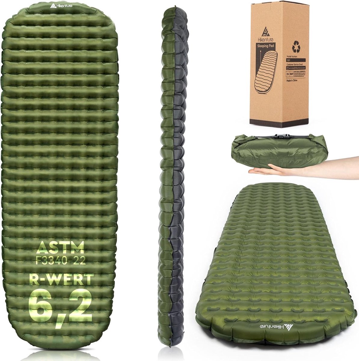 SnelShoppen - Opblaasbare Isolatiemat 8 cm Dik, R-waarde 6,2, Ultralicht, Warmte-isolatie, Camping, Wandelen, Vier Seizoenen, Compacte Verpakking