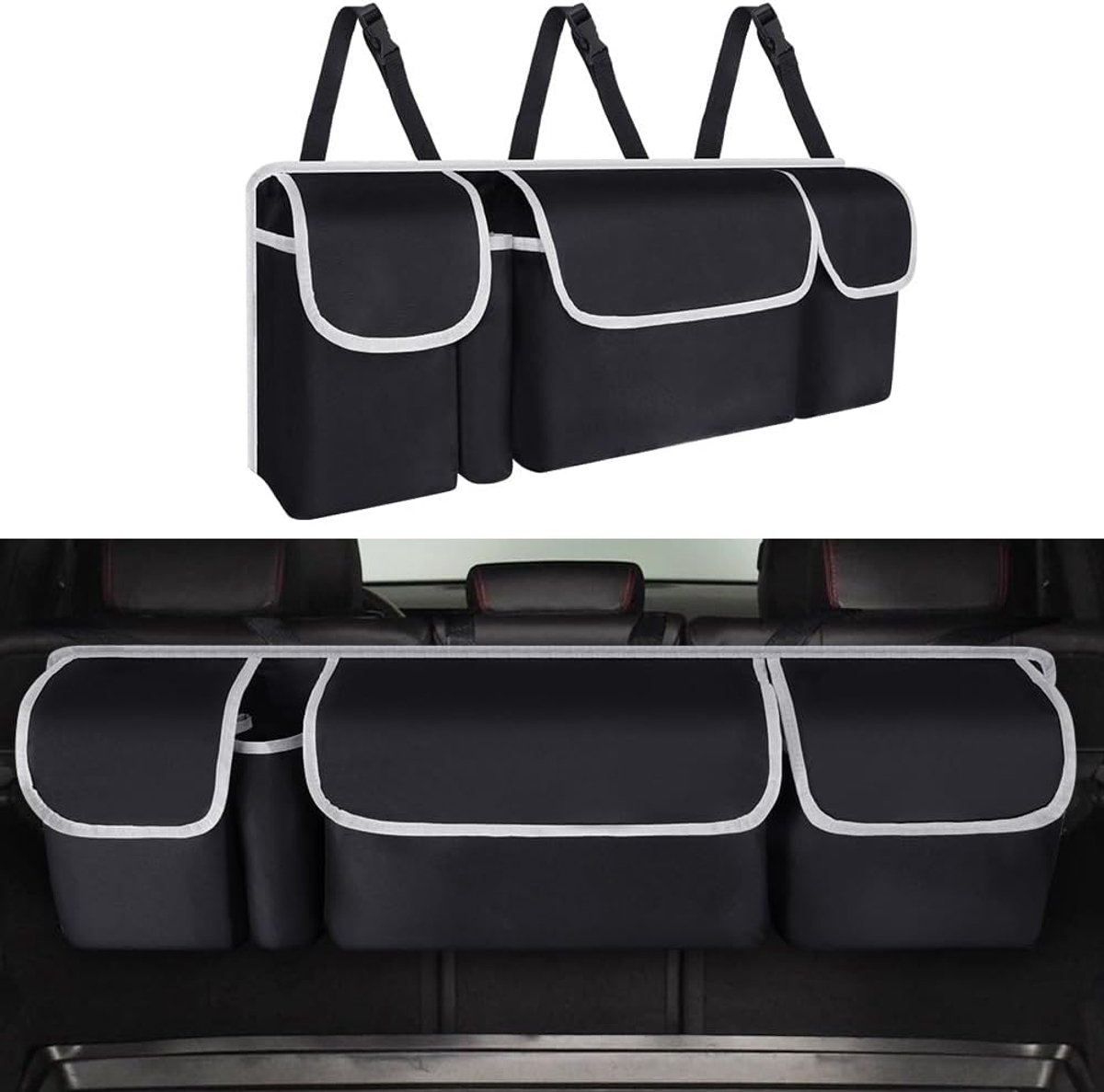 SnelShoppen - Kofferbakopslag Organizer - Opvouwbare Waterdichte Auto Organizer met 4 Vakken - 60 Liter - Geschikt voor SUV, Vrachtwagens, Bestelwagen