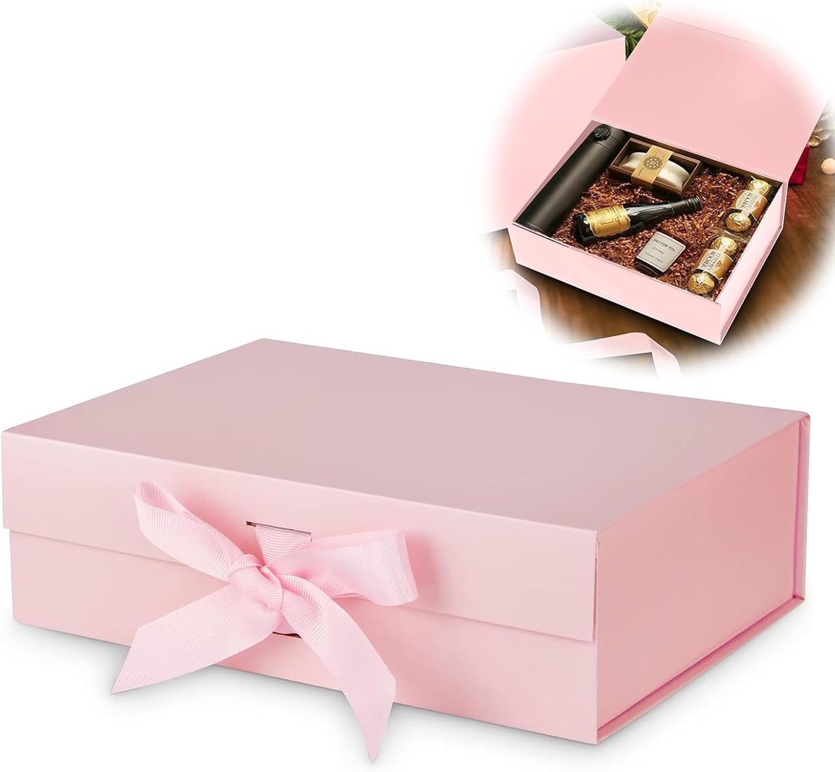 SnelShoppen - Luxe Cadeaubox met Strik - Magnetische Cadeauverpakking met Deksel - Herbruikbare Geschenkbox - Voor Verjaardag, Kerst, Valentijnsdag -