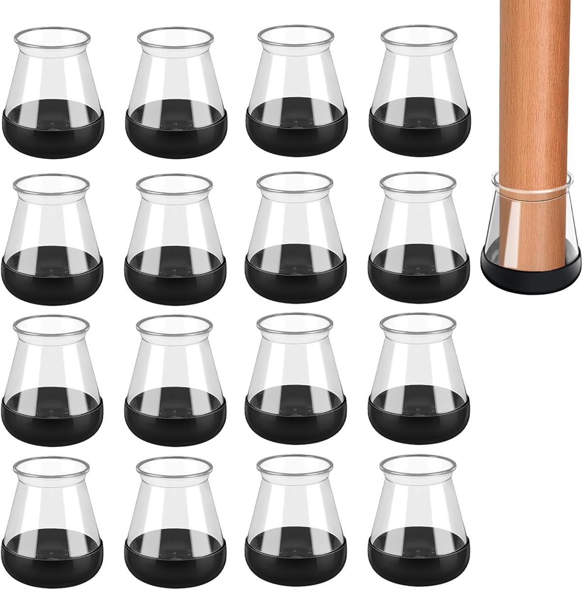SnelShoppen - 16pcs Silicone Chair Leg Caps - Beschermende Stoelpootdoppen voor Houten Vlo